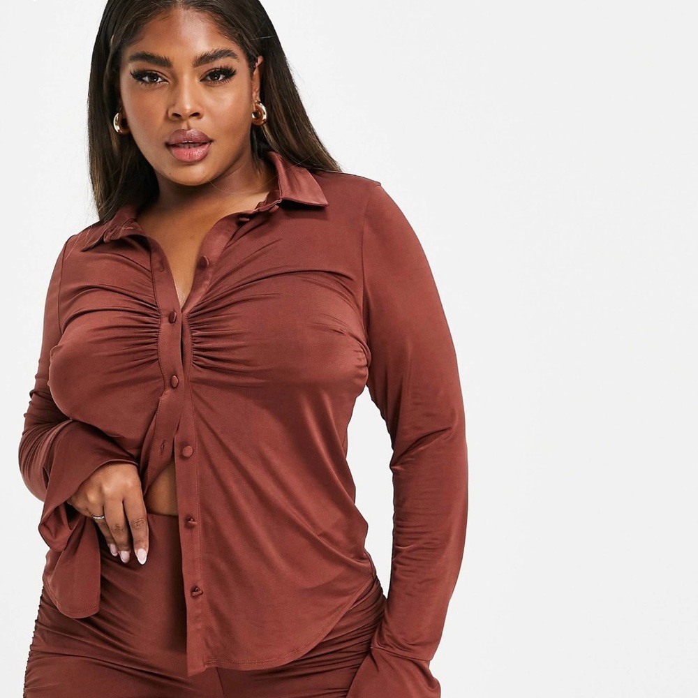 ASOS Women's Rust Button-Down Shirt